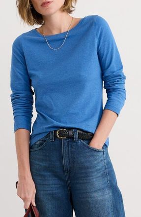 Seasalt Cornwall Easel Long Sleeve Stretch Organic Cotton Top in Melange Ink at Nordstrom, Size 10 Us