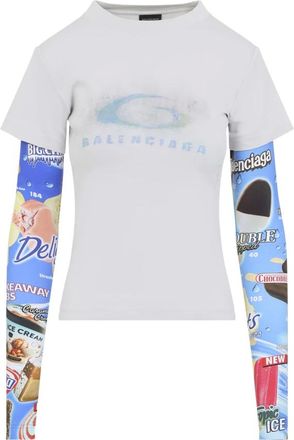 Balenciaga Long Sleeve T-Shirts, female, Multicolor, XS, Double Sleeve T-Shirt