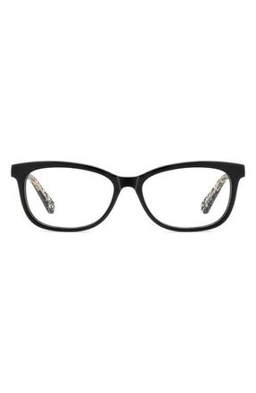 Kate Spade New York bronwen 52mm rectangular optical glasses in Black Pattern Crystal at Nordstrom