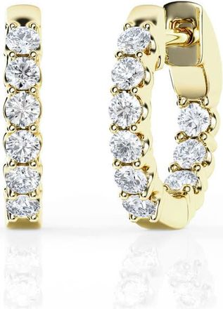 Grown Brilliance 1/2 Carat Round Lab Grown Inside Out Diamond Huggie Hoop Earrings