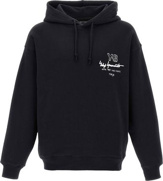 Yohji Yamamoto Graphic Print Hoodie - Black