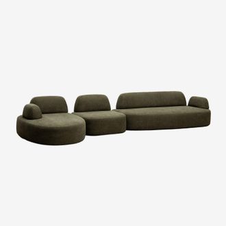 Sklum Sof&aacute; Modular Chaise Longue Izquierdo De 3 Piezas Con M&oacute;dulo Esquinero Tapizado Giorgia Sklum