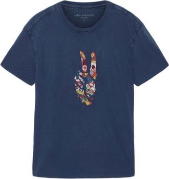 John Varvatos World Flags Peace Organic Cotton Graphic T-Shirt in Indigo at Nordstrom, Size Xx-Large