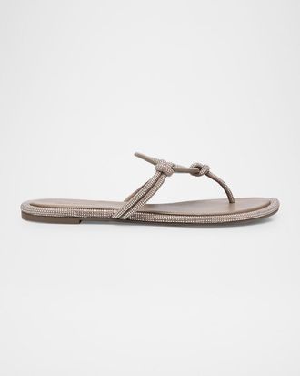 Tory Burch Miller Pave Logo Thong Sandals