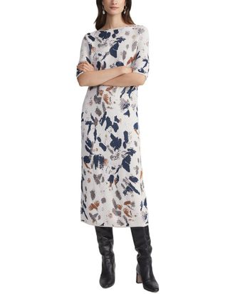 Lafayette 148 New York Paint Splatter Jacquard Midi Sweater