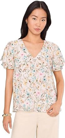 Vince Camuto Vneck Tulip Sleeve Blouse Womens Clothing Antique White : LG, Nylon/Rayon