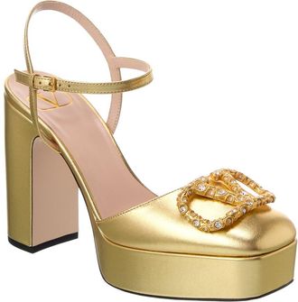 Valentino Vlogo Leather Platform Pump