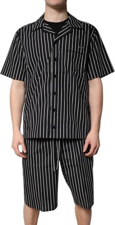 Dolce & Gabbana Black White Stripes Cotton Men Pajama Set Sleepwear And Clothing