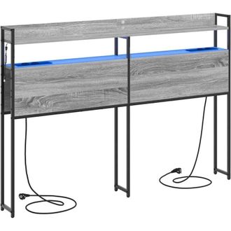 vidaXL Cabecera de almacenamiento con estante Gris sonoma 140 cm Vidaxl