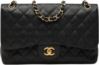Chanel Pre-owned Quilted Caviar Double Flap Shoulder Bag - Dames - Vintage Schoudertas - Zwart - ONE Size - Leer - Vintage
