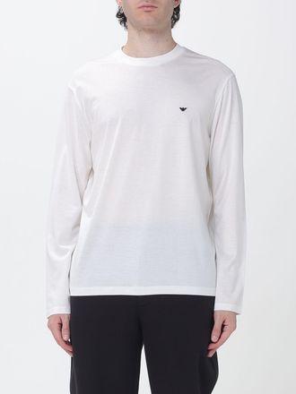 Emporio Armani T-shirt a maniche lunghe in cotone con logo Eagle frontale