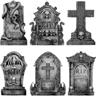 OEM Decoraciones De Halloween Para Cementerio Al Aire Libre: 6 L&aacute;pidas Grandes Decoradas De Halloween Con Estacas De Madera, De 25 Cm De Altura, L&aacute;pidas R