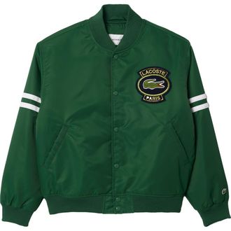 Lacoste Water Repellent Insulated Bomber Jacket in Vert at Nordstrom, Size 3