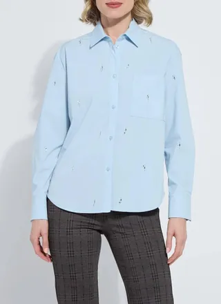 Lyss&eacute; Skye Crystal Embellished Shirt In Blue Bell