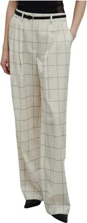 Erika Cavallini Semi Couture Tailored Straight Broeken - Dames - Wijde Broeken - Wit - M - Wol - Broeken