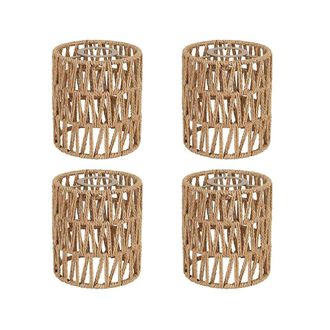OEM 4 Pantallas De Repuesto Estilo Boho De 15 Cm De Altura Para Apliques De Pared Colgantes, Ventiladores De Techo Y L&aacute;mparas. Pantalla Cil&iacute;ndrica Tejida