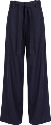 Alysi Wijde Melange Broek - Dames - Wijde Broeken - Blauw - M - Linnen - Broeken