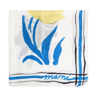 Marni Silky Scarves, female, White, Size: ONE SIZE Floral Print Silk Foulard