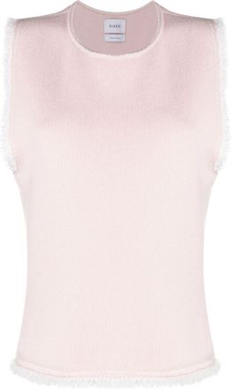 Barrie fringe-trim top - women - Cotton/Cashmere - S - Pink