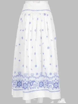 Self Portrait Embroidered Cotton Skirt - White
