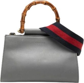 Gucci Pre-owned Handbags, female, Gray, Size: ONE SIZE Pre-owned Bamboo Pearl Leather 2way Bag