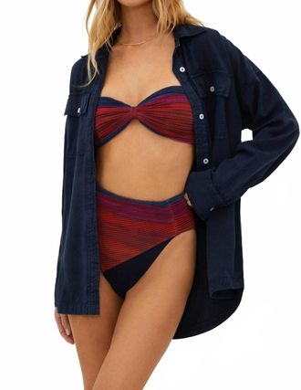 Beach Riot Coramine Button Down Top In Navy