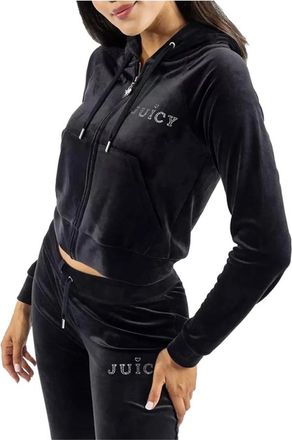 Juicy Couture Black Velvet Zip Hoodie Regal Madison - Dames - Vesten met rits - Zwart - XS - Hoodies & sweatvesten