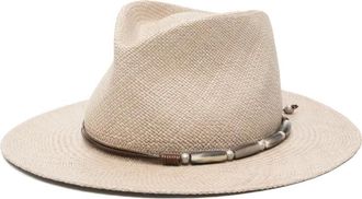 Brunello Cucinelli bead-embellished fedora - women - Cotton/Acetate/Calf Leather/Straw - M - Neutrals