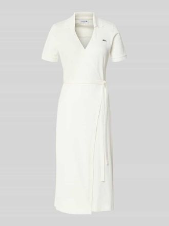 Lacoste Slim Fit Wickelkleid aus aus Baumwoll-Mix in Offwhite, Gr&ouml;&szlig;e 34