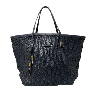 Kempton & Co. Vari Distressed Weave Leather Tote In Navy