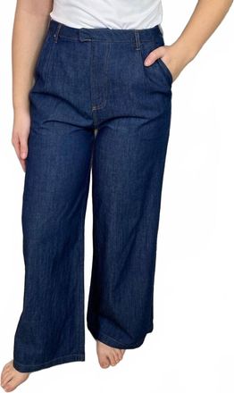 Blu Pepper Denim Wide Leg Trouser Pants In Blue
