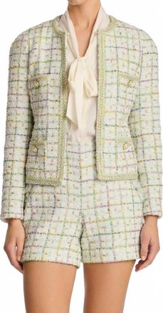 Weill Pastel Tweed Jacket With Braided Trim In Green