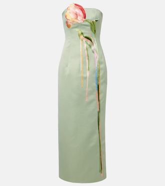 LEO LIN Marilyn floral-applique bustier dress