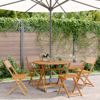 vidaXL Set De Comedor De Jard&iacute;n 5 Pzas Tela Madera Maciza Gris Taupe Vidaxl