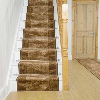 Runrug Stair Runner Carpet - Soft & Comfortable, 8mm - Sardis in Dark Brown | Size: 100 cm x 660 cm