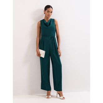 Phase Eight Monique Cowl Neck Wide Leg Jumpsuit in Teal at Nordstrom, Size 10