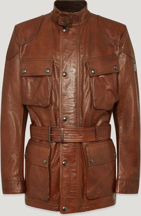 Belstaff Trialmaster Panther Jacket Mens Hand Waxed Leather Cognac Size UK 34