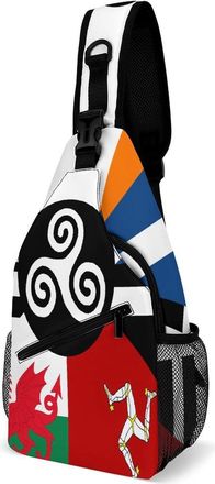 Generic Patriotic Flags Mens Print Crossbody Large Sling Backpack Casual Chest Bag Gift for Traveling Hiking Workout