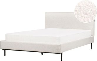 Beliani Beliani - Letto a doghe Bianco Boucl&egrave; Imbottito 140 x 200 cm eu Matrimoniale Design Moderno Corio