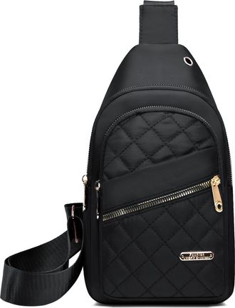 Generic Small Sling Bakpack Crossbody Bags, Crossbody Small Sling Backpack Sling Bag for Women Men, Embroidered Shoulder Bag- Black