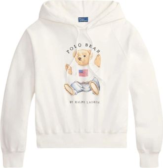 Polo Ralph Lauren Shrunken Bear Fit Hoodie - Dames - Hoodies - Wit - XS - Katoen - Hoodies & sweatvesten