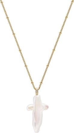 Nialaya Collana a catena Pearl Cross - Oro