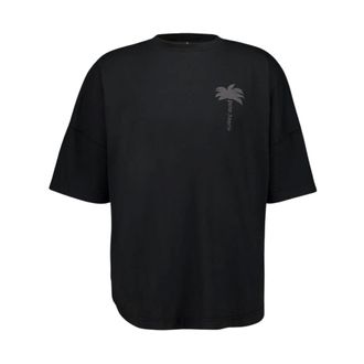 Palm Angels T-Shirts, male, Black, XS, Vintage Black Oversized Palm T-Shirt