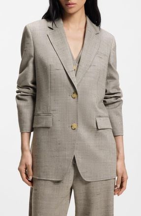 BOSS Jemma One-Button Blazer in Pumice Wool Texture at Nordstrom, Size 10