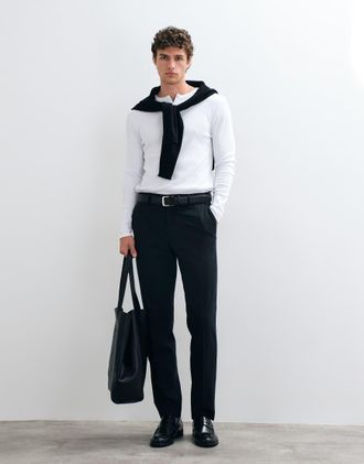 Selected Pantaloni slim in jersey neri in coordinato-Nero