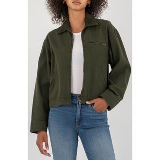 Kut from the Kloth Hudson Zip-Up Cotton Twill Jacket in Dark Olive at Nordstrom Rack, Size X-Small