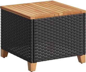vidaXL Mesa De Jard&iacute;n Rat&aacute;n Sint&eacute;tico Madera Acacia Negro 45x45x37 Cm Vidaxl