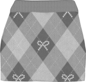 MC2 Saint Barth Geruite wollen minirok met strass strikjes - Dames - Korte rokken - Grijs - S - Wol - Rokken