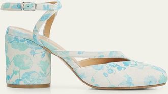 Maison Margiela 80mm Floral-Printed Suede Split-Toe Pumps