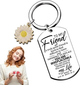 Generic Friendship Keychain - Best Friend Keyring | Meaningful Friendship Gift,Unique Bestie Gift,Bestie Flowers,Best Friend Keychain,Birthday Key Chain,Good 